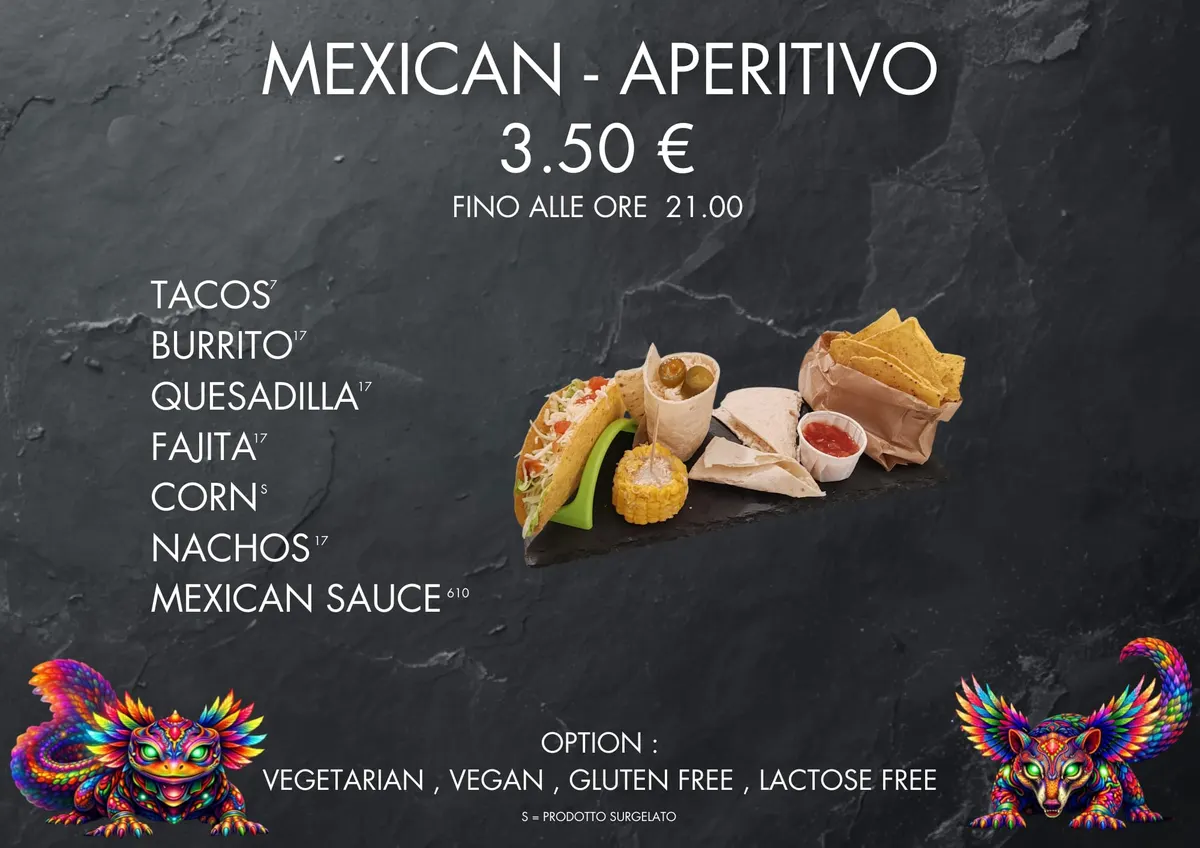 Il listino del Mexican aperitivo
